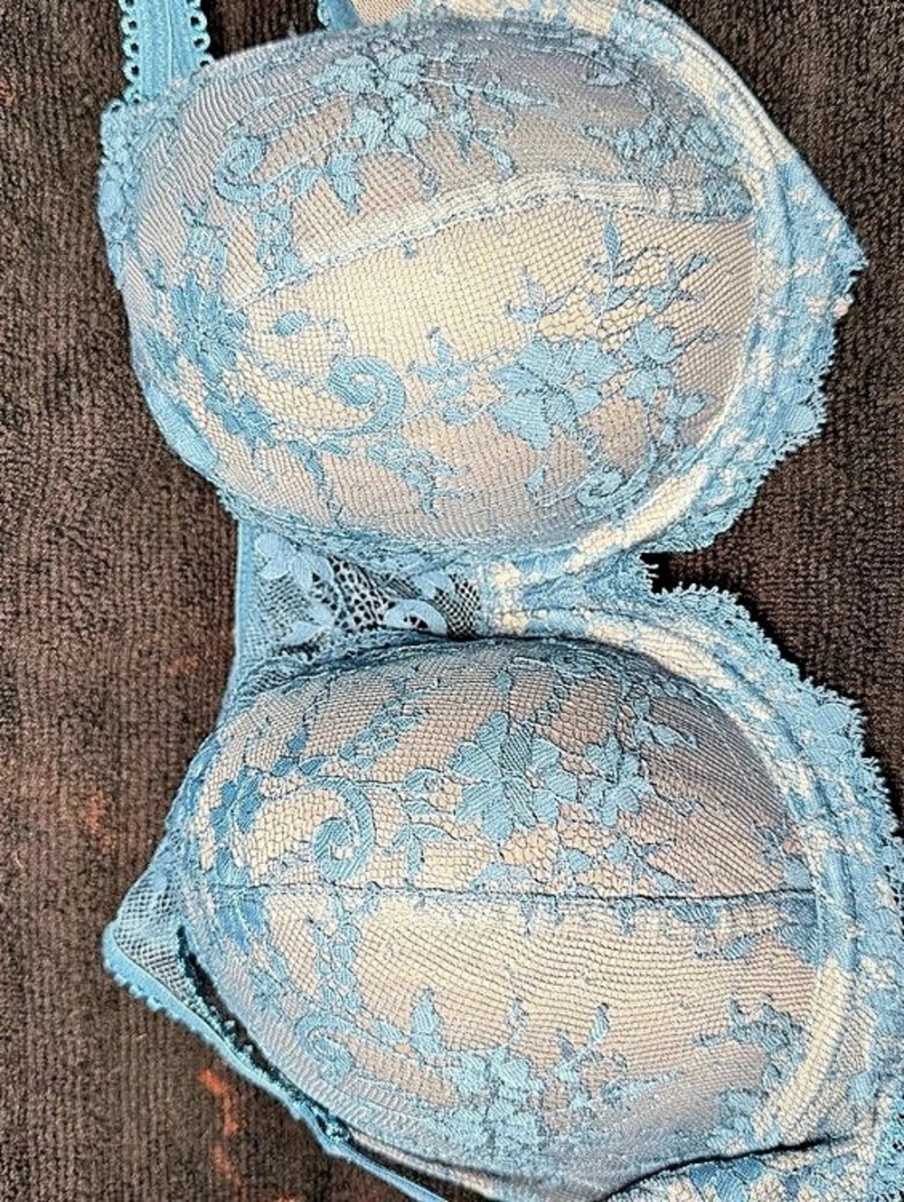 Victoria's Secret Dream Angels High-Neck Lace Bra Blue 34DD/F75 - Picture 4 of 8